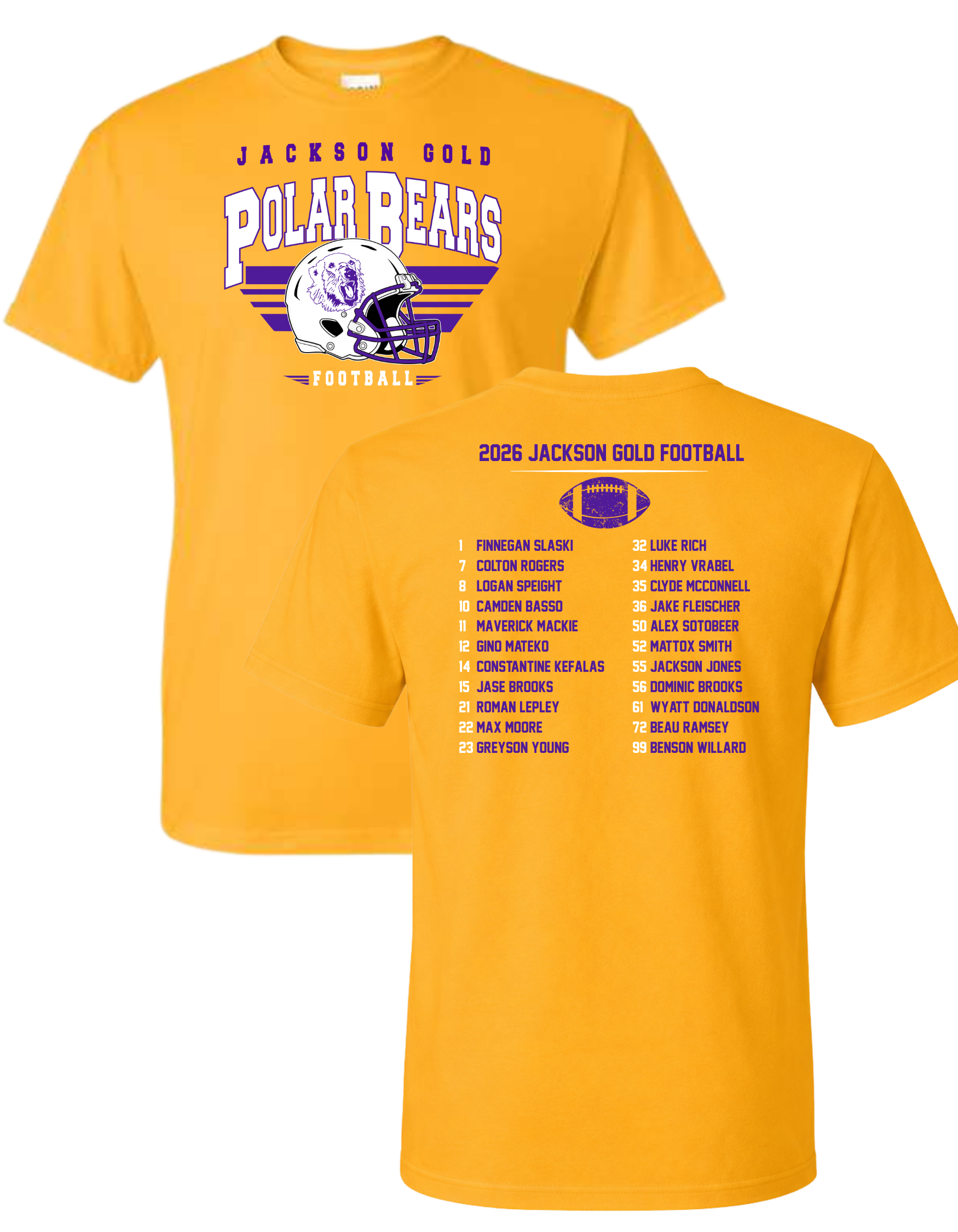 Jackson GOLD Adult TEAM ROSTER Tee