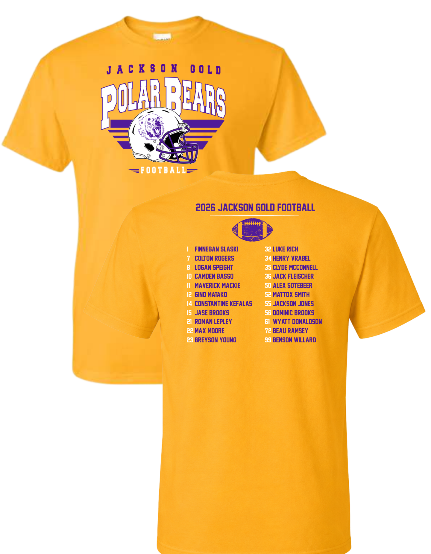 Jackson GOLD Adult TEAM ROSTER Tee