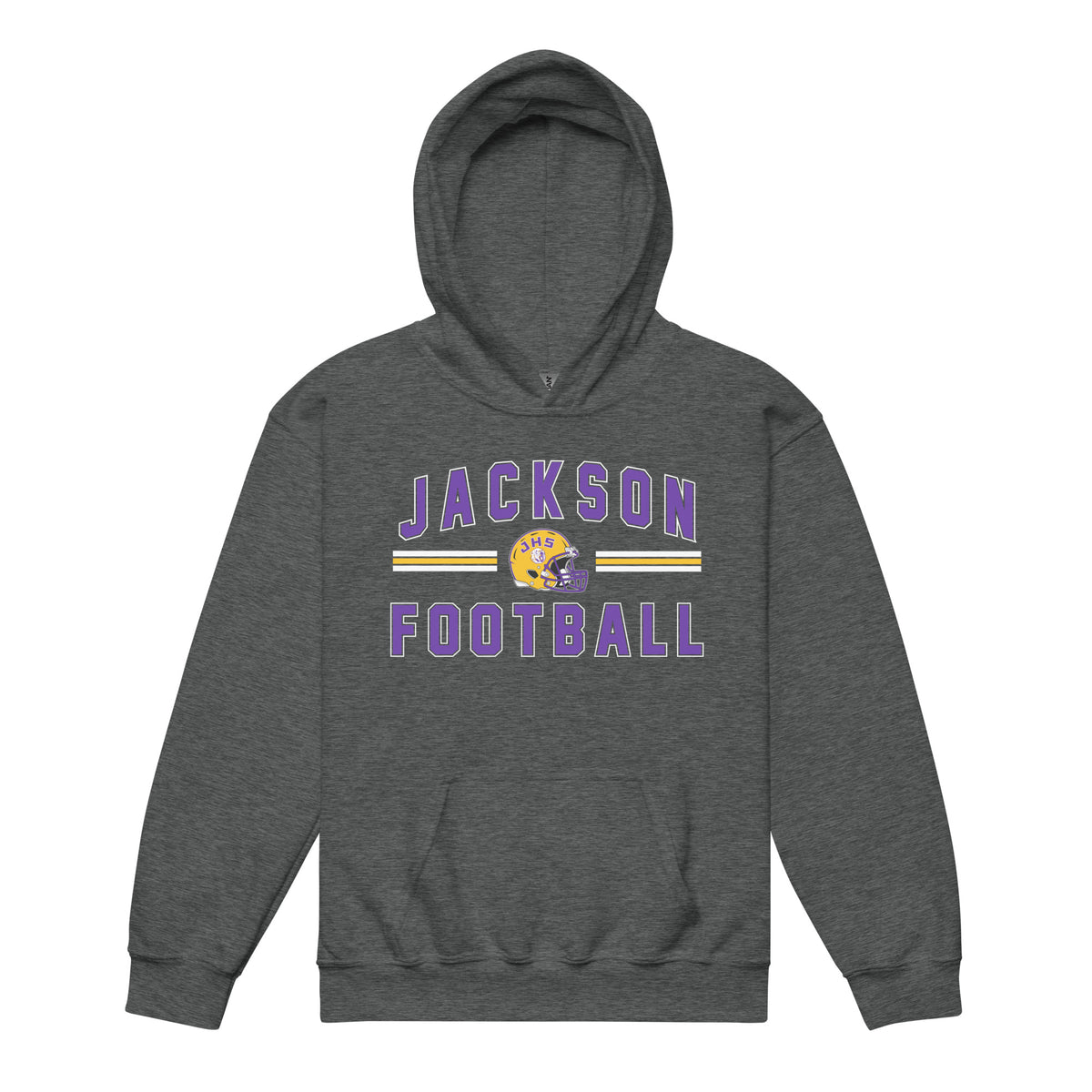 Jackson Football Stripes Youth Hoodie Dark Grey