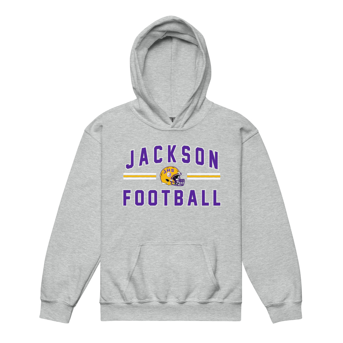 Jackson Football Stripes Youth Hoodie Grey